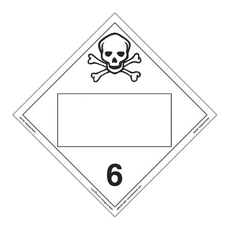 Labelmaster Toxic Placard, Blank, Rigid, PK25 ZRV5B