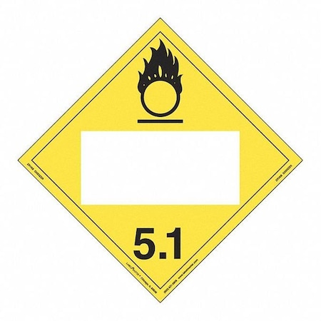 Labelmaster Oxidizer Placard, Blank, Rigid, PK25 ZRV6B