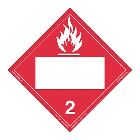 Labelmaster Flammable Gas Placard, Blank, PK25 ZRV8B
