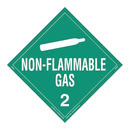 Labelmaster Non-Flammable Gas Placard, Vinyl, PK25 Z-RVW3