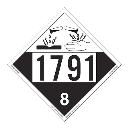 Labelmaster CorrosivePlacard, CorrosiveUN1791, PK25 ZT4-1791