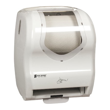 San Jamar Ppr Towel Dispenser, Hybrid, Elctrnc, Wt/Clear T8370WHCL