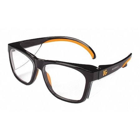 Kleenguard Maverick(TM), Safety Glasses, Anti-Fog & Anti-Scratch, Clear Lens, Black/Orange Frame, Full-Frame 49312