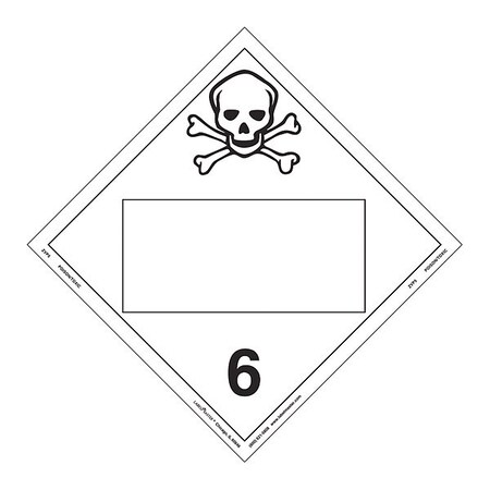 Labelmaster Toxic Placard, Blnk, PK25 ZVP5