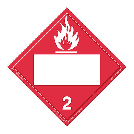 Labelmaster Flammable Gas Placard, Blank, PK25 ZVP8