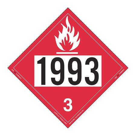Labelmaster Flammable Liquid Placard, 1993, PK25 ZVR21993 | Zoro