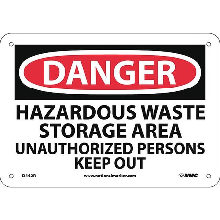 Nmc Danger Hazardous Waste Storage Area Sign, D442R D442R
