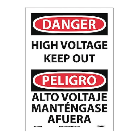 Nmc Danger High Voltage Keep Out Sign - Bilingual ESD139PB