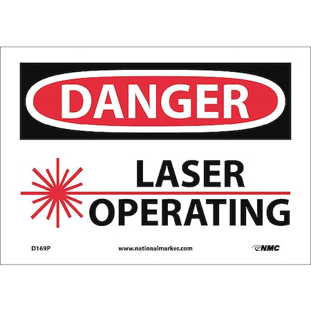 Nmc Radiation & Laser Sign, 7 in H x Vinyl, Rectangle D169P