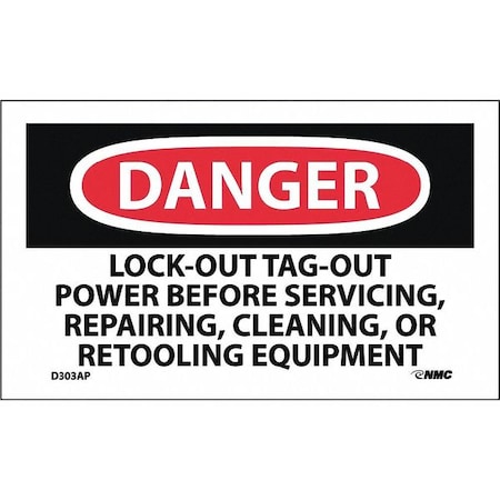 Nmc Danger Lock-Out Tag-Out Power Before Use Label, Pk5 D303AP