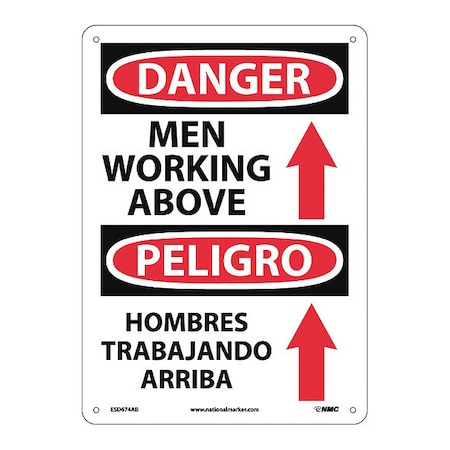 Nmc Danger Men Working Above Sign - Bilingual, ESD674AB ESD674AB