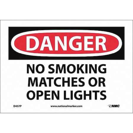 Nmc Danger No Smoking Matches Or Open Flames Sign, D457P D457P