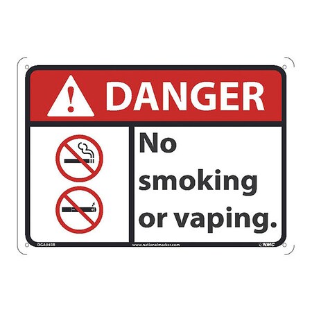Nmc Danger No Smoking Or Vaping Sign, DGA94RB DGA94RB