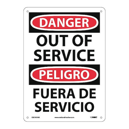 Nmc Danger Out Of Service Sign - Bilingual, ESD365AB ESD365AB