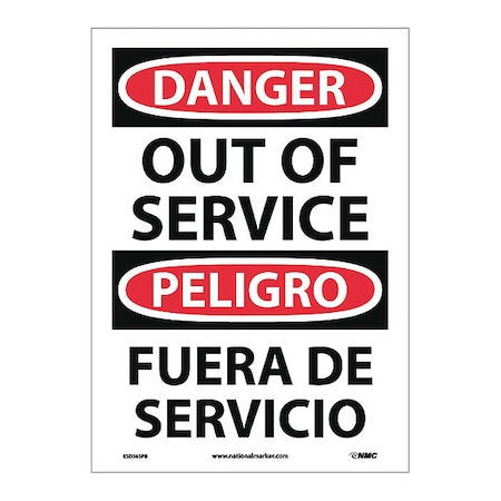 Nmc Danger Out Of Service Sign - Bilingual, ESD365PB ESD365PB