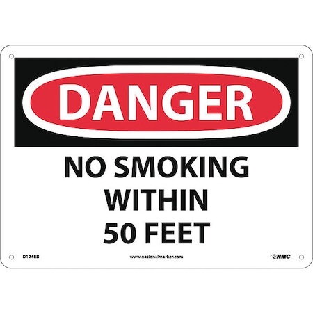 Nmc Danger No Smoking Within 50 Feet Sign, D124RB D124RB