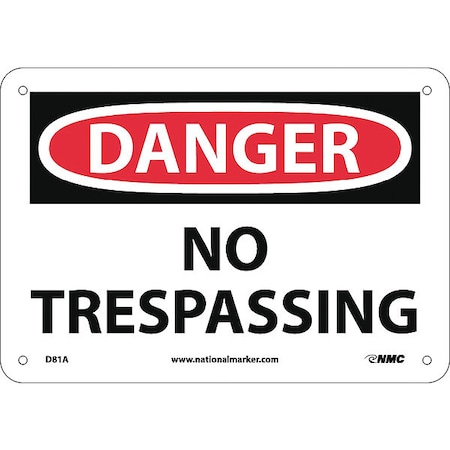 Nmc Danger No Trespassing Sign, D81A D81A