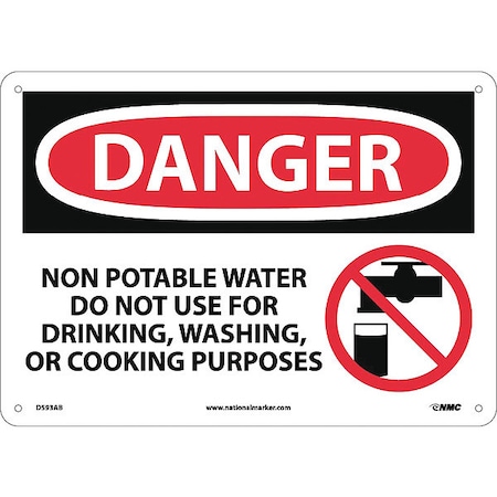 Nmc Danger Non-Potable Water Do Not Use Sign, D593AB D593AB
