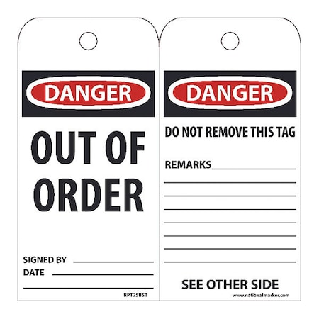 NMC Danger Out Of Order Ez Pull Tag TAR118