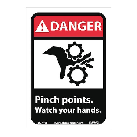 Nmc Danger Pinch Points Watch Your Hands Sign DGA19P
