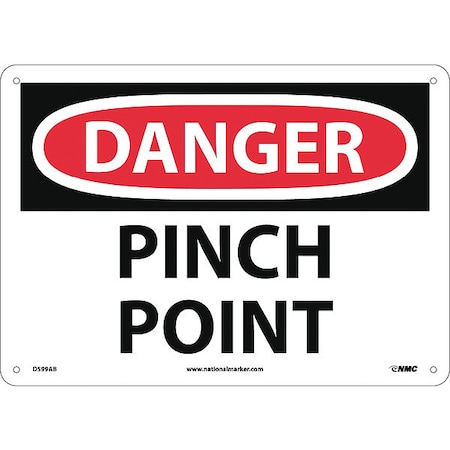 Nmc Danger Pinch Point Sign, 10 in Height, 14 in Width, Aluminum D599AB