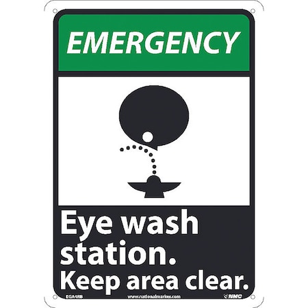 Nmc Emergency Eye Wash Station Keep Area Clear Sign, EGA4RB EGA4RB