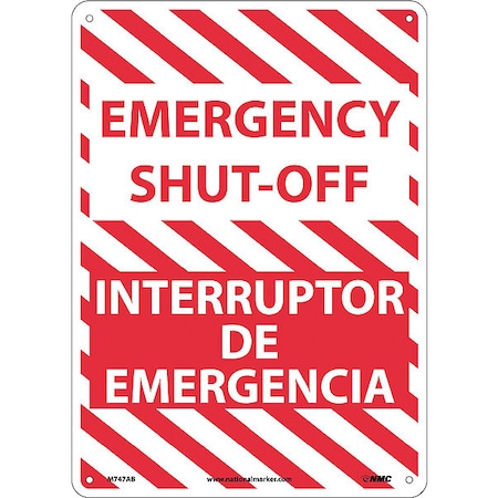 Nmc Emergency Shut-Off Sign - Bilingual, M747AB M747AB