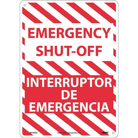 Nmc Emergency Shut-Off Sign - Bilingual, M747RB M747RB
