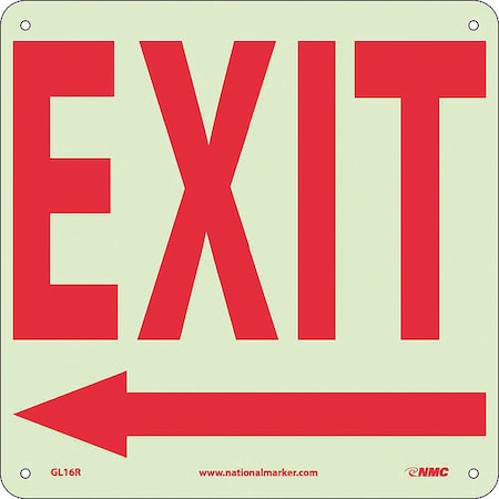 Nmc Exit (With Left Arrow), 10X10, Glow Rigid GL16R