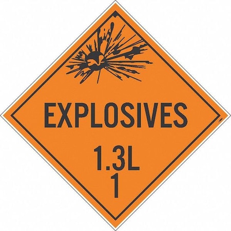 NMC Explosives 1.3L 1 Dot Placard Sign, Pk10, Material: Adhesive Backed Vinyl DL93P10