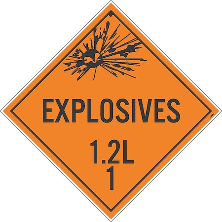 NMC Explosives 1.2L 1 Dot Placard Sign, Pk100, Material: Adhesive Backed Vinyl DL91P100