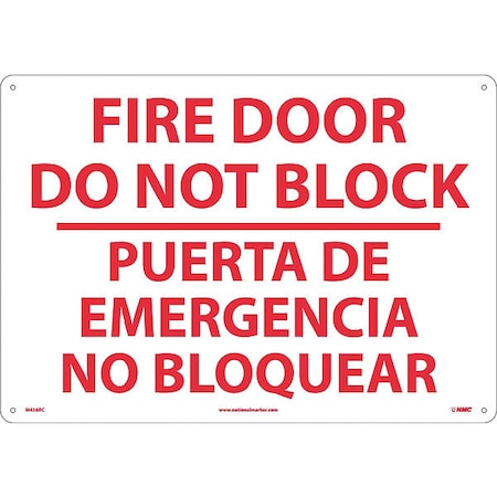 Nmc Fire Door Do Not Block Sign - Bilingual M436RC