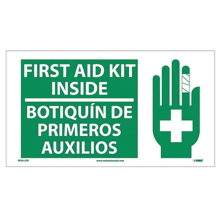 NMC First Aid Kit Inside Sign - Bilingual, SPSA172P SPSA172P