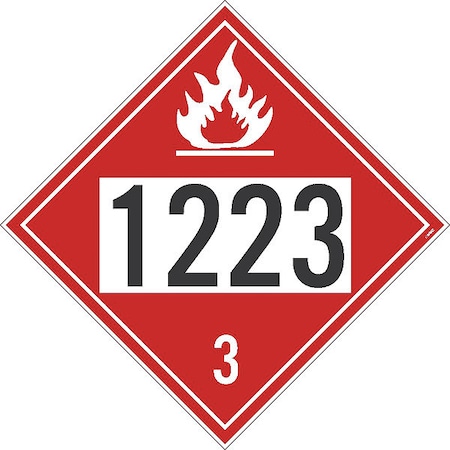 NMC Flammable Dot Placard Sign, 1223, Material: Pressure Sensitive Removable Vinyl .0045 DL182PR