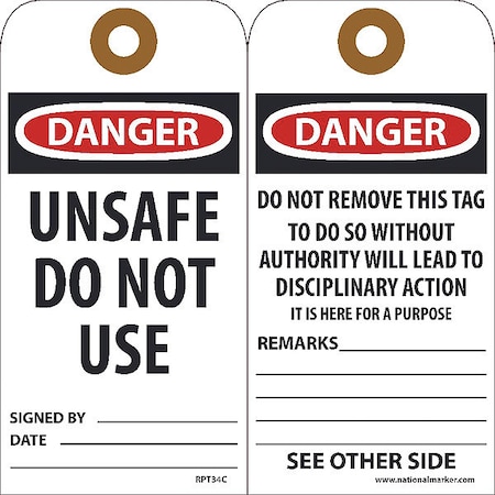 Nmc Danger Unsafe Do Not Use Signed By_ Date_Tag, Pk25 RPT34CG