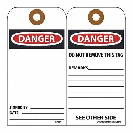 Nmc Danger Signed By_ Date_ Tag, Pk25 RPT30G