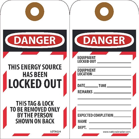 NMC Danger This Energy Source Has Been Locked Out Tag, Pk10 LOTAG24