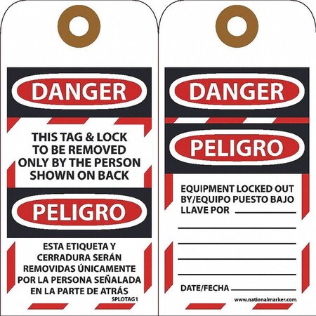 NMC Danger This Tag & Lock To Be Removed Only By Bilingual Tag, Pk25 SPLOTAG1-25