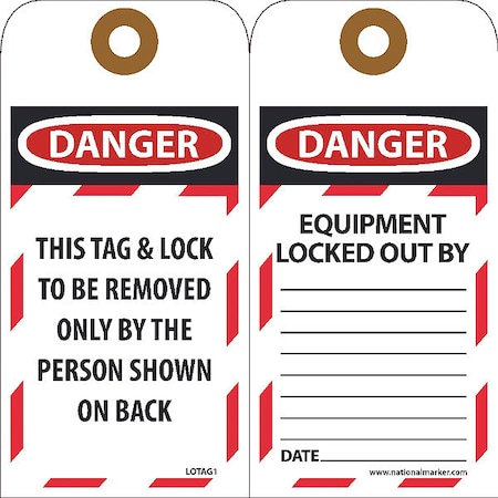 Nmc Danger This Tag & Lock To Be Removed Only By Tag, Pk10 LOTAG1