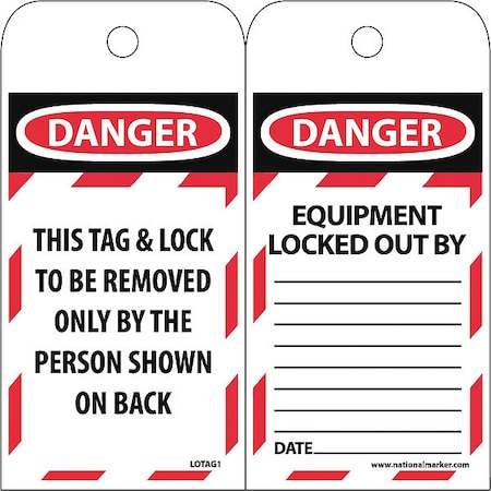 Nmc Tag & Lock To Be Removed Only By The Person Shown On Back Tag TAR401