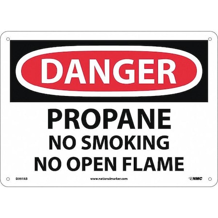 NMC Danger Propane No Smoking No Open Flame Sign, D397AB D397AB