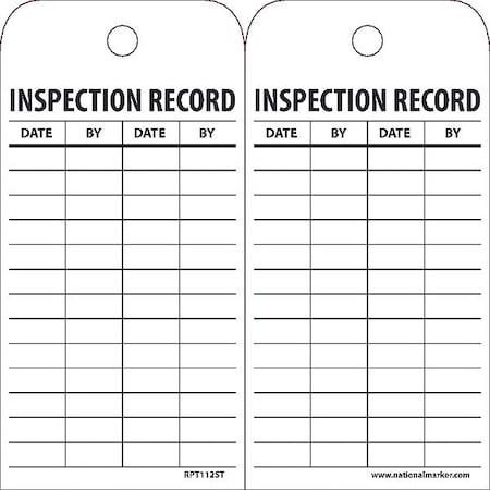 Nmc Inspection Record Tag, Pk25 RPT112ST