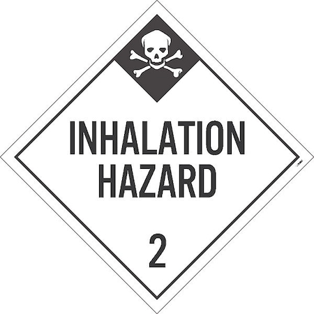 NMC Inhalation Hazard 2 Dot Placard Sign, Pk100, Material: Unrippable Vinyl DL105UV100
