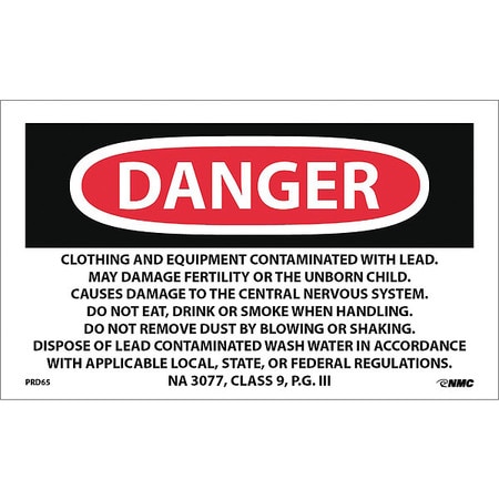 NMC Labels, Danger Lead Containing Hazard Waste, Avoid Creating Dust PRD65