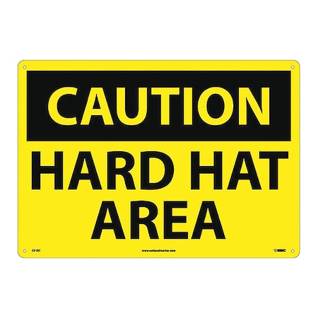 Nmc Sign, Large Format Caution Hard Hat Area, 14in Height, 20in Width, Plastic, Rectangle C31RC