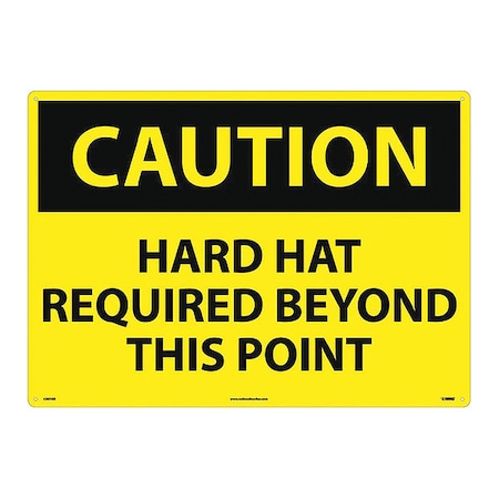 Nmc Sign, Lg Fm Caution Hard Hat Required, 20 in Height, Aluminum, Rectangle, English C667AD