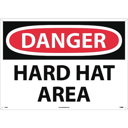 Nmc Sign, Large Format Danger Hard Hat Area, 20 in Height, 28 in Width, Rigid Plastic D46RD