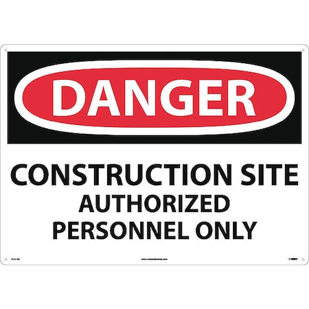 Nmc Sign, Lrg Form Dangr Construction Site, 20 in Height, 28 in Width, Aluminum D247AD