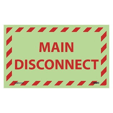 Nmc Main Disconnect Glow Label, Pk5 GEPA5AP