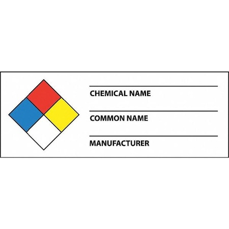 Nmc Nfpa Chemical Write-On Warning Label, WOL8 WOL8